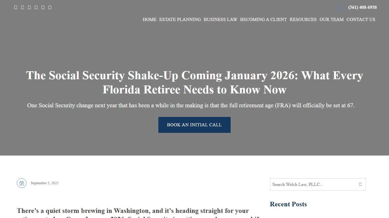 The Social Security Shake-Up Coming January 2026: What Every Florida Retiree Needs to Know Now - Welch Law, PLLC